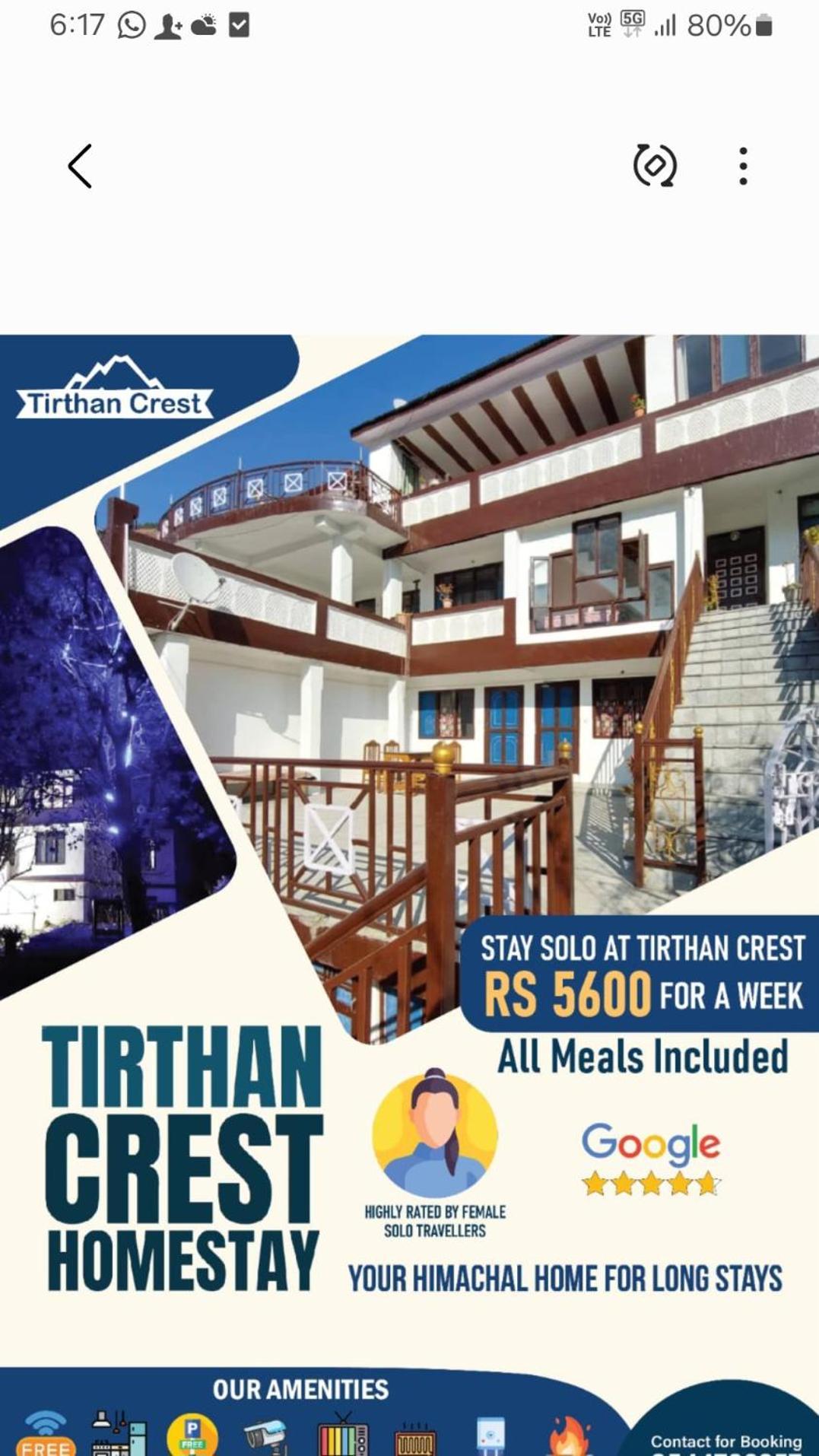 Tirthan Crest Homestay Banjār 外观 照片